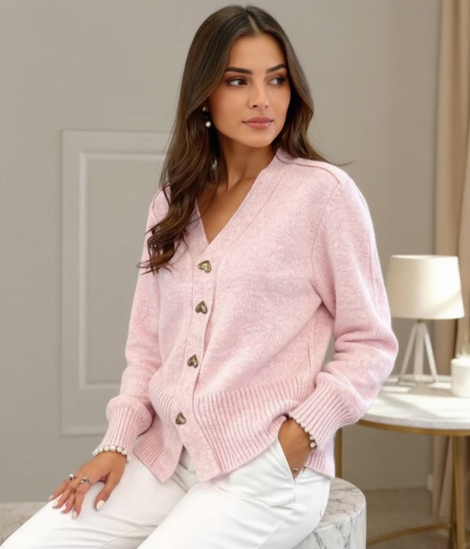 Heart-shaped button cardigan