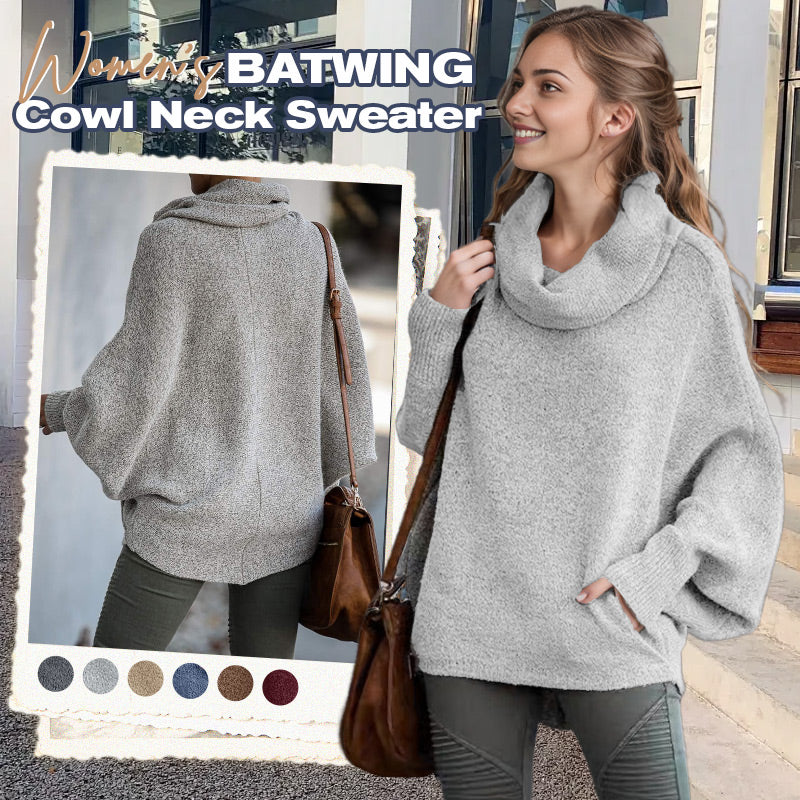 🥳 Women's Batwing Sleeve Turtleneck Sweater