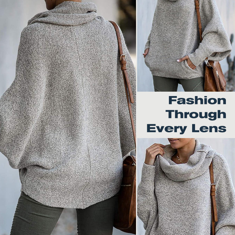🥳 Women's Batwing Sleeve Turtleneck Sweater
