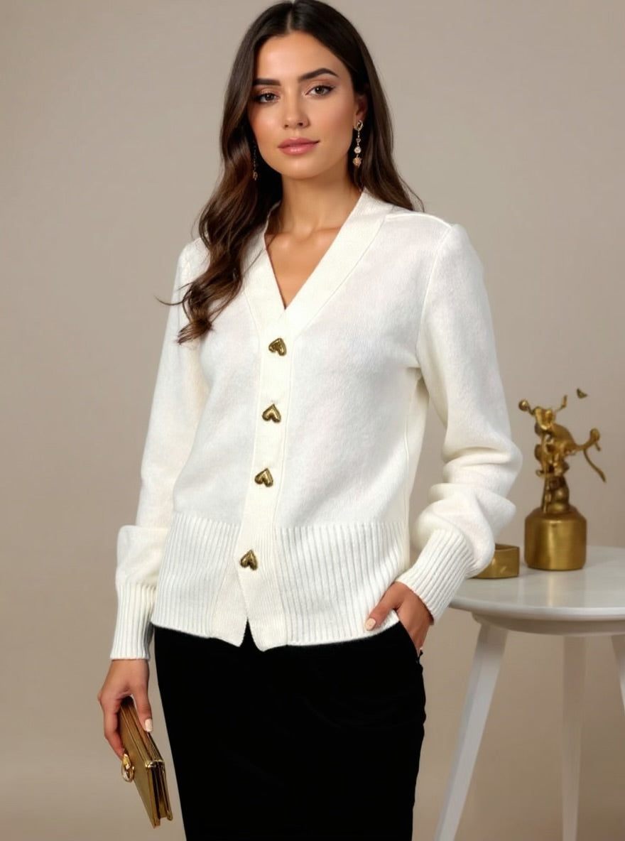 Heart-shaped button cardigan