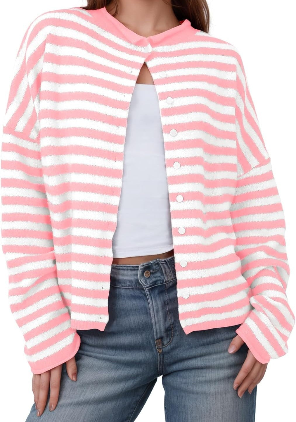 striped knit cardigan