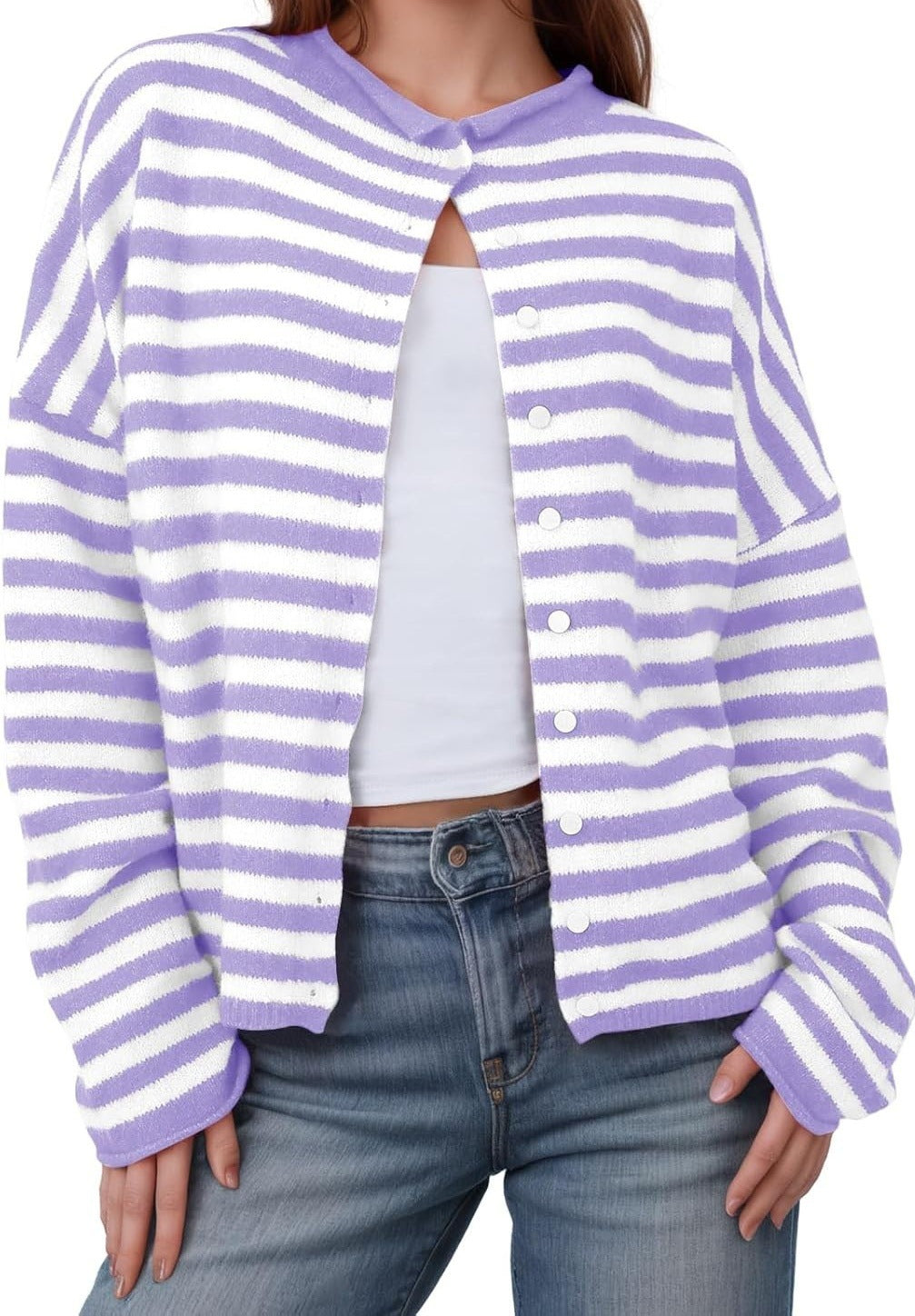 striped knit cardigan