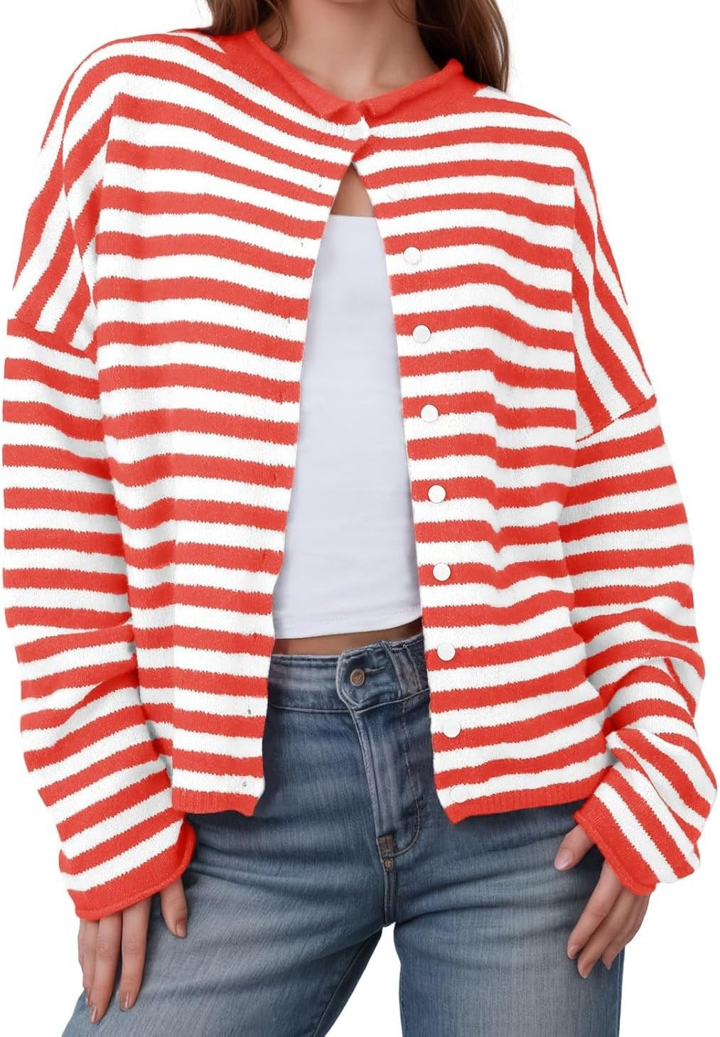 striped knit cardigan