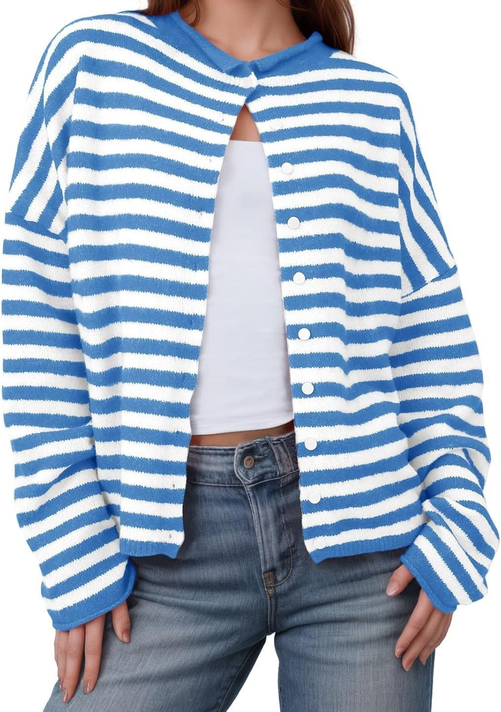 striped knit cardigan