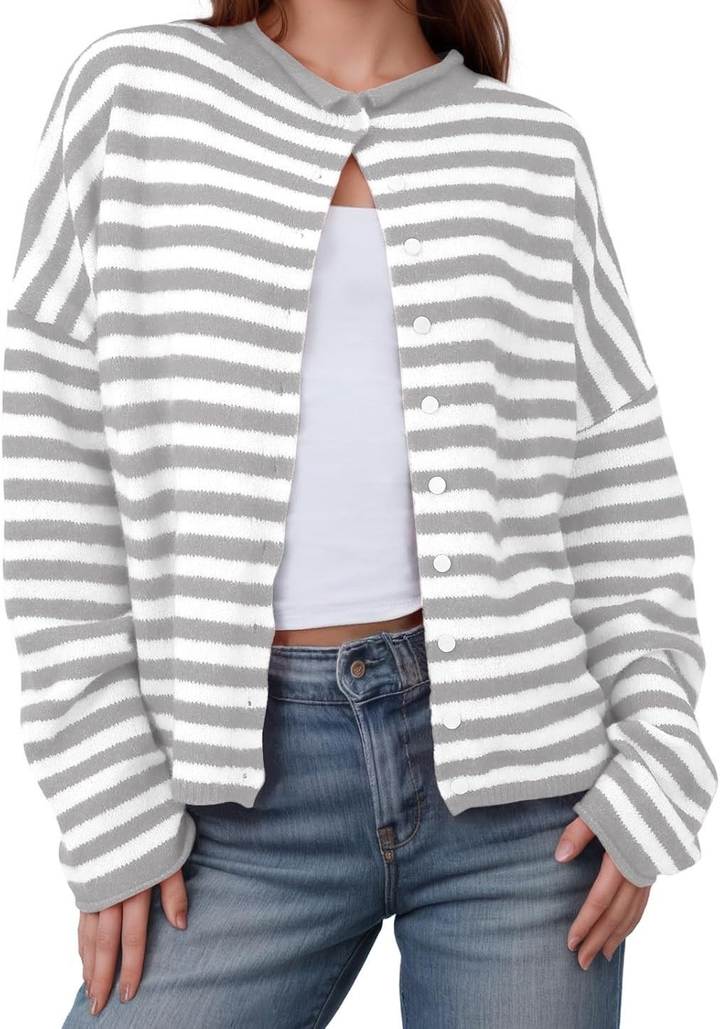 striped knit cardigan