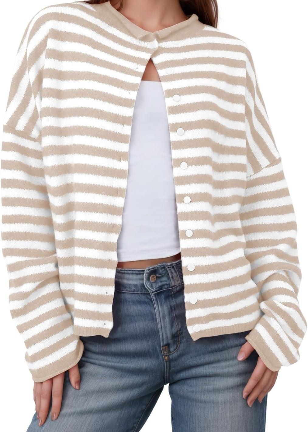 striped knit cardigan